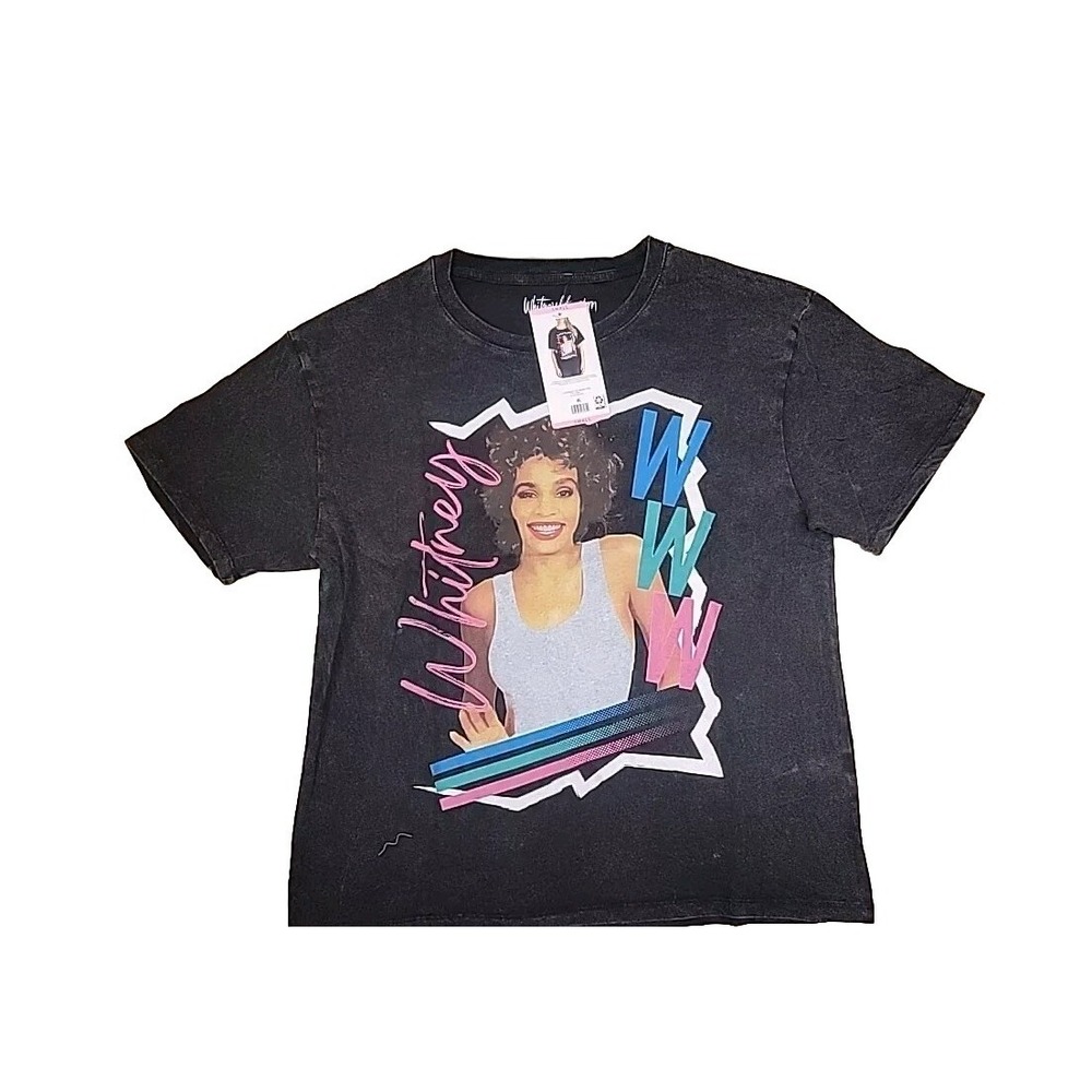 Official  Ladies Short Sleeve Licensed Band Tee Whitney Houston‎ Medium